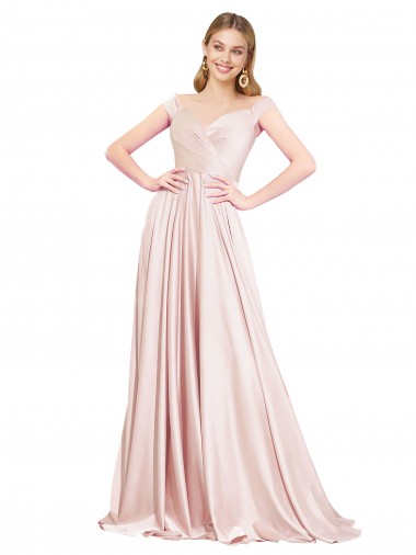 Wholesale Satin High Neck A-Line Pink Formal Evening Dress UK
