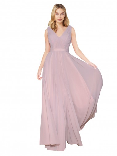Wholesale Soft Chiffon High Neck V-Back A-Line Primrose Formal Evening Dress UK