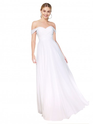 Wholesale Soft Chiffon High Neck A-Line White Formal Evening Dress UK