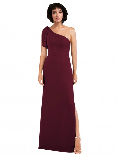 Wholesale Soft Chiffon One Shoulder A-Line Burgundy Formal Evening Dress UK