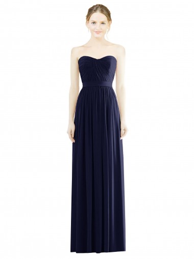 Wholesale Soft Chiffon Strapless A-Line Dark Navy Formal Evening Dress UK