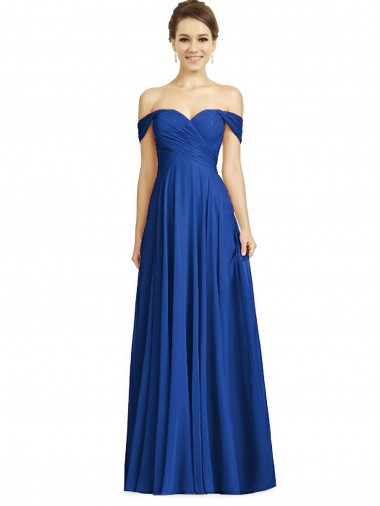 Wholesale Soft Chiffon Sweetheart A-Line Royal Blue Semi Formal Evening Dress UK