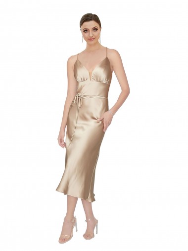 Wholesale Silky Satin V-Neck A-Line Formal Evening Dress UK