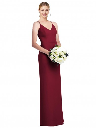 Wholesale Soft Chiffon V-Neck A-Line Burgundy Evening Dress UK