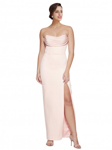 Wholesale Stretch Satin Cowl Neck Low Back Mermaid Formal Evening Dress UK