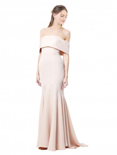 Wholesale Stretch Crepe High Neck Mermaid Nude Formal Evening Dress UK