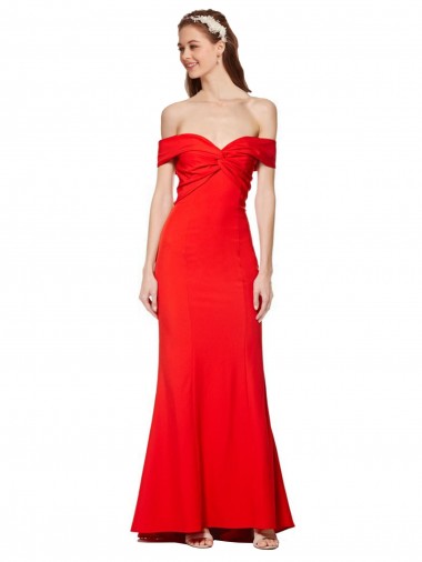 Wholesale Stretch Crepe High Neck Mermaid Red Evening Dress UK