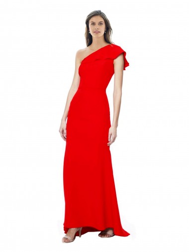 Wholesale Stretch Crepe High Neck Mermaid Red Evening Gown UK