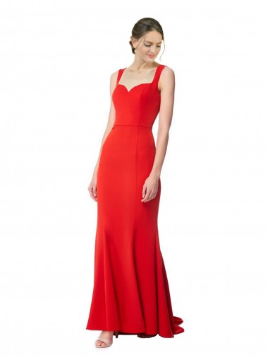 Wholesale Stretch Crepe High Neck Mermaid Red Formal Evening Gown UK