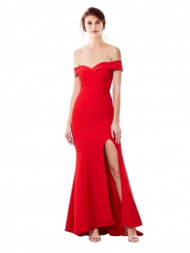 Wholesale Stretch Crepe High Neck Mermaid Red Formal Evening Dress UK