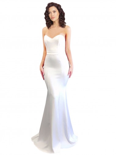 Wholesale Stretch Crepe High Neck Low Back Mermaid White Formal Evening Dress UK