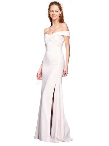 Wholesale Stretch Crepe Off the Shoulder Mermaid White Evening Dress UK