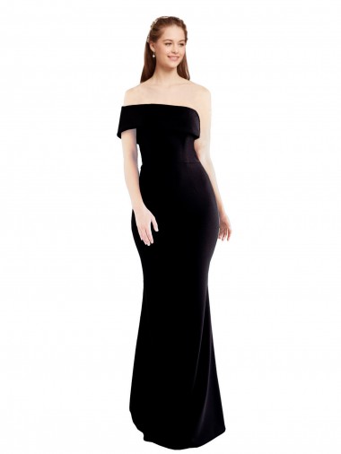 Wholesale Stretch Crepe One Shoulder Keyhole Back Mermaid Black Formal Evening Dress UK