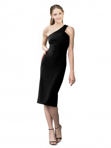 Wholesale Stretch Crepe One Shoulder Sheath Black Formal Evening Dress UK