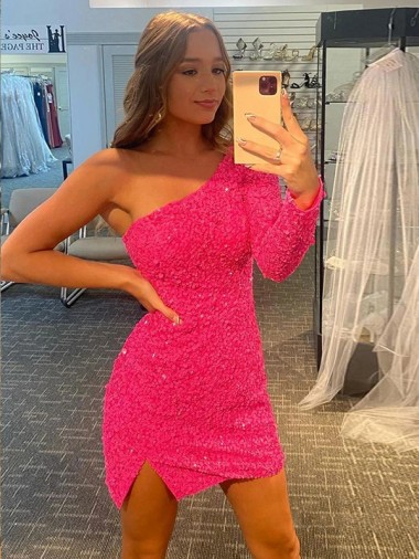Wholesale Velvet Sequin One Shoulder Sheath Evening Gowns UK