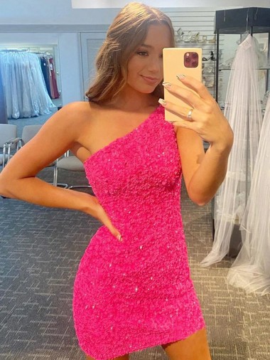 Wholesale Velvet Sequin One Shoulder Sheath Evening Dress UK
