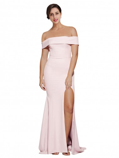 Wholesale Stretch Crepe Square Neck Low Back Sheath Pink Formal Evening Dress UK