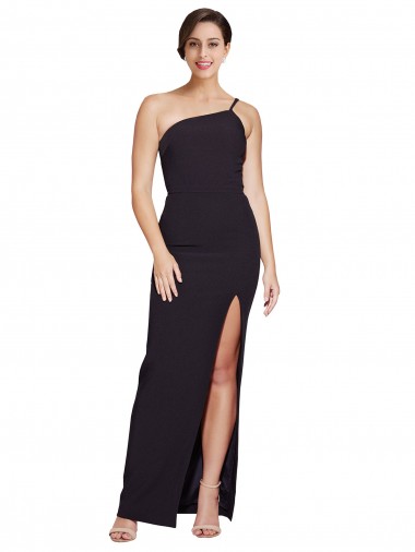 Wholesale Stretch Crepe Strapless Sheath Black Formal Evening Dress UK