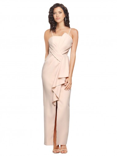 Wholesale Stretch Crepe Strapless Low Back Sheath Nude Semi Formal Evening Dress UK