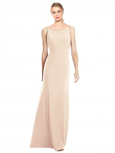 Wholesale Stretch Crepe Bateau Neck Open Back Trumpet Nude Semi Formal Evening Dress UK