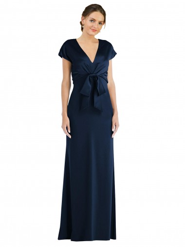 Wholesale Stretch Crepe Off the Shoulder Keyhole Back Trumpet Dark Navy Formal Evening Dress UK
