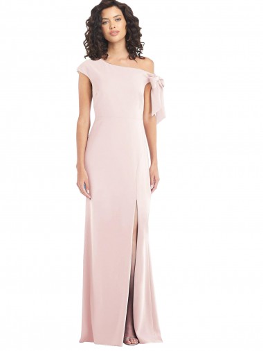 Wholesale Stretch Crepe Off the Shoulder Trumpet Pink Formal Evening Dress UK