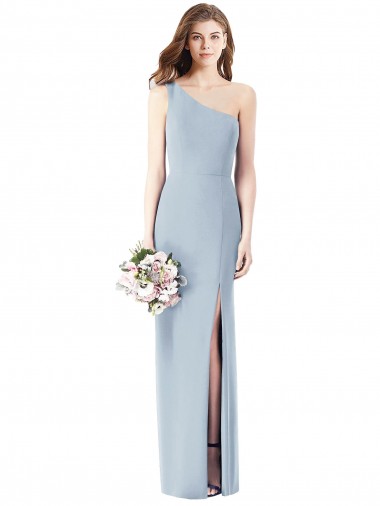 Wholesale Stretch Crepe One Shoulder Trumpet Light Sky Blue Semi Formal Evening Dress UK