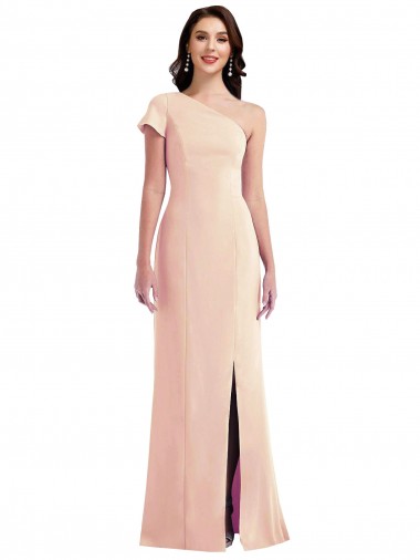 Wholesale Stretch Crepe One Shoulder Trumpet Nude Formal Evening Dress UK