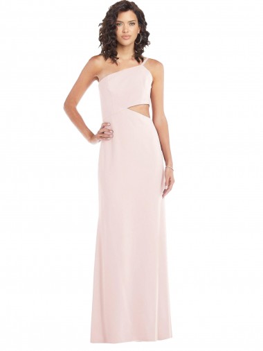 Wholesale Stretch Crepe One Shoulder Trumpet Pink Formal Evening Dress UK
