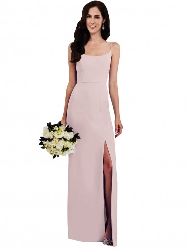 Wholesale Stretch Crepe Spaghetti Straps V-Back Trumpet Formal Evening Dress UK