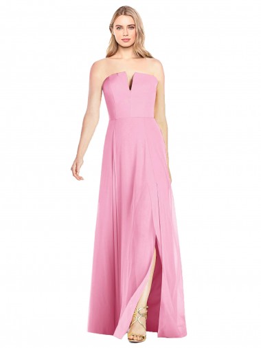 Wholesale Soft Chiffon Strapless Trumpet Hot Pink Semi Formal Evening Dress UK