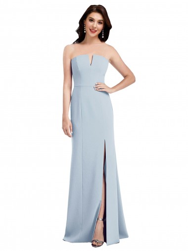 Wholesale Stretch Crepe Strapless Low Back Trumpet Light Sky Blue Evening Dress UK