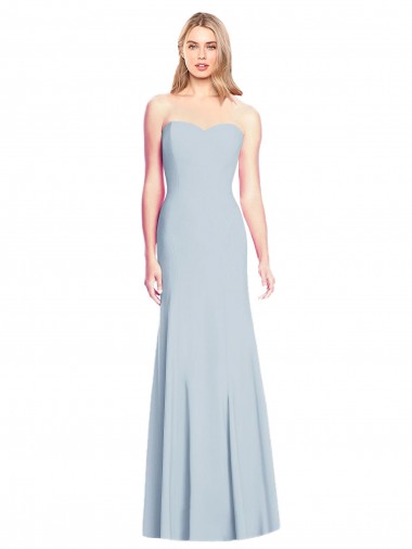 Wholesale Stretch Crepe Strapless Low Back Trumpet Light Sky Blue Evening Gown UK