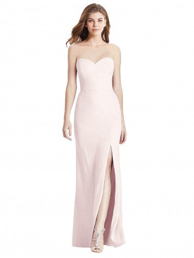 Wholesale Stretch Crepe Strapless Low Back Trumpet Pink Semi Formal Evening Dress UK