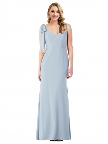 Wholesale Stretch Crepe V-Neck V-Back Trumpet Light Sky Blue Semi Formal Evening Dress UK
