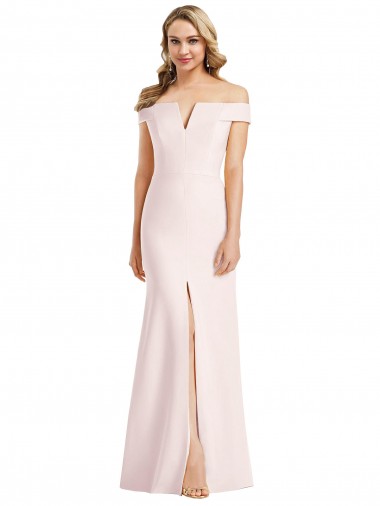Wholesale Stretch Crepe V-Neck Trumpet Pink Evening Dress UK
